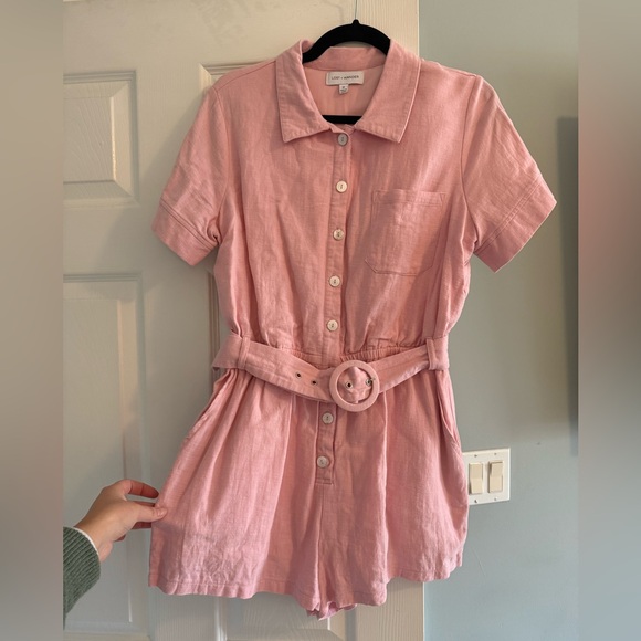 Lost + Wander Pink Romper with Belt - Picture 3 of 11